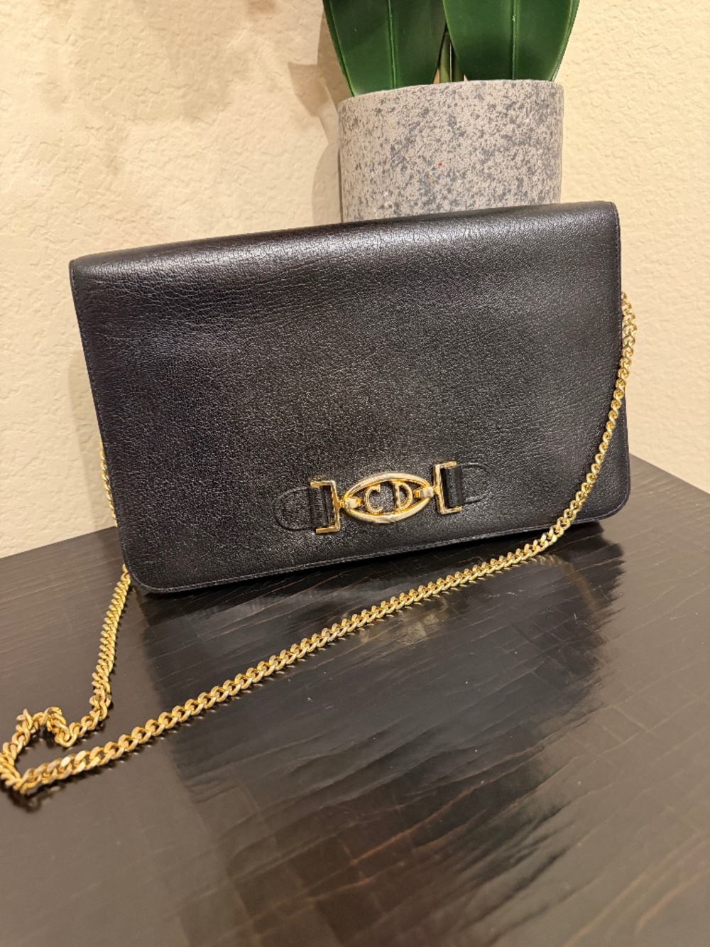 Vintage Christian Dior Clutch w/ Gold Chain Strap